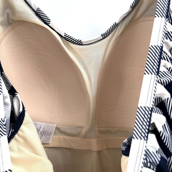G.I.L.I. Got it Love It Navy Blue & White Checked One Piece Swim Suit - Picture 4 of 5